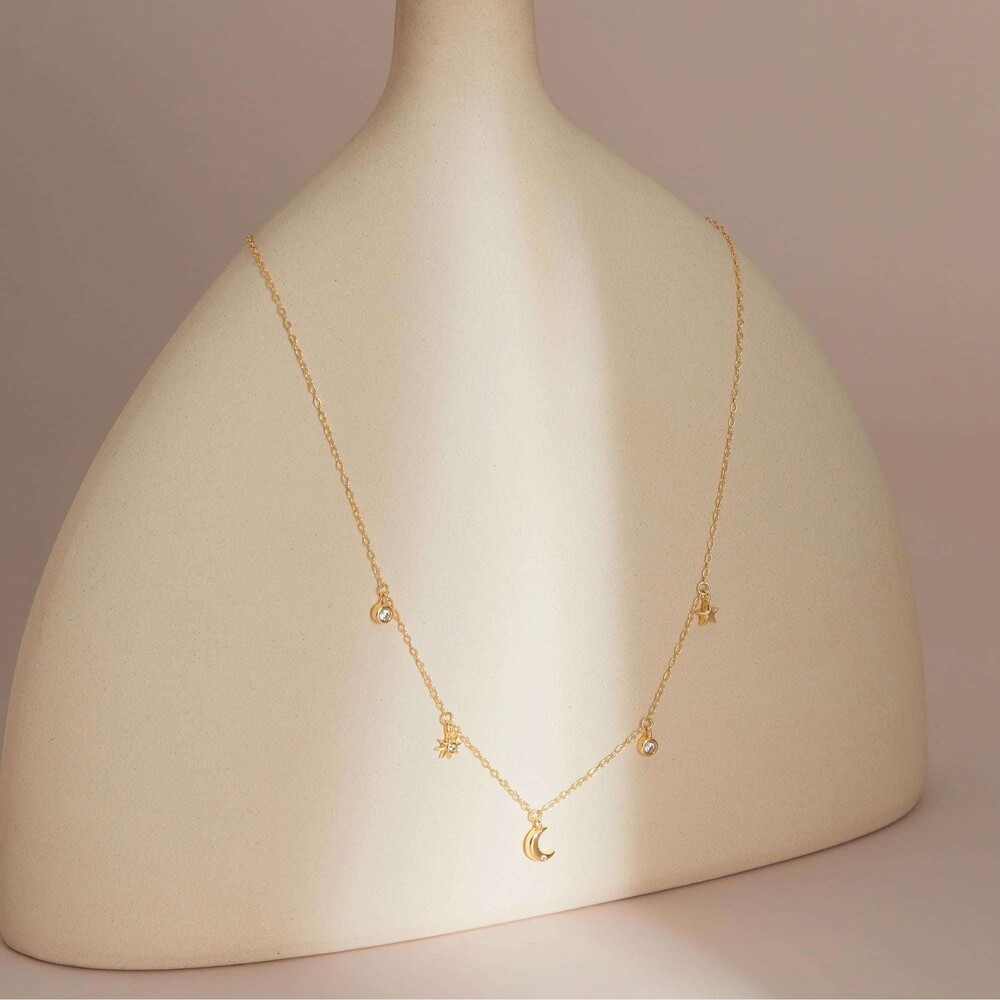 Museori 14k Gold Plated Moon Star Necklace Celestial Layering - Picture 4 of 5